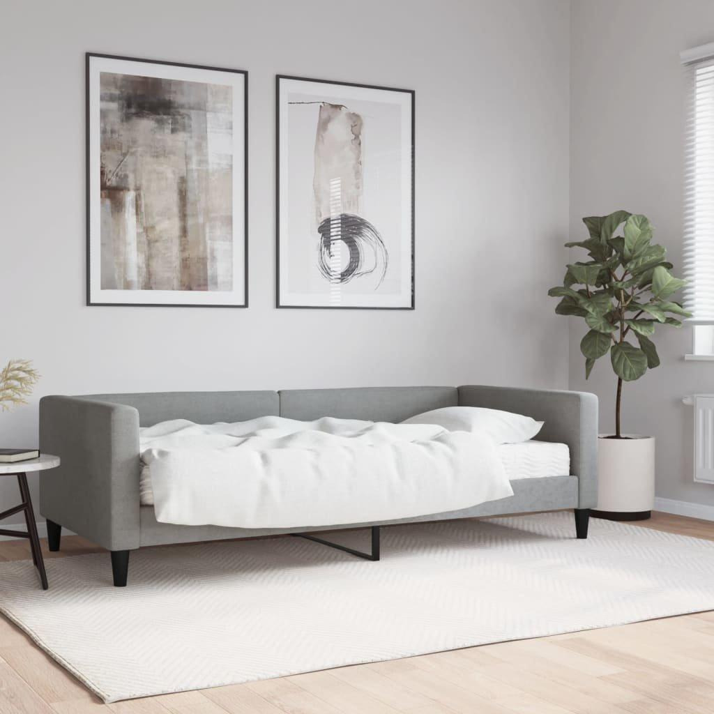 Daybed with Mattress Light Grey 90x190 cm Fabric - image 1