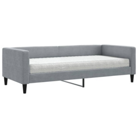 Daybed with Mattress Light Grey 90x190 cm Fabric - thumbnail 2