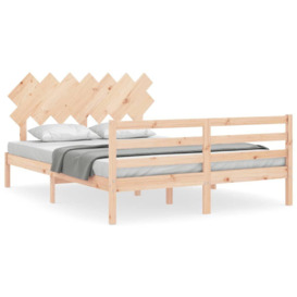 Bed Frame with Headboard 140x190 cm Solid Wood - thumbnail 2