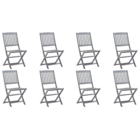 Folding Outdoor Chairs 8 pcs Solid Acacia Wood - thumbnail 1