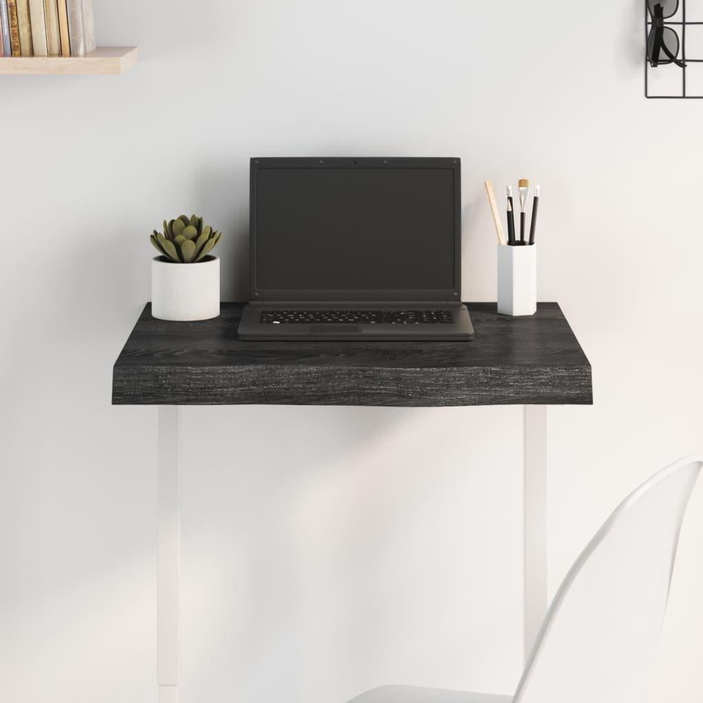 Table Top Dark Grey 60x50x(2-6) cm Treated Solid Wood Oak - image 1