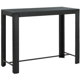 Garden Bar Table Black 140.5x60.5x110.5 cm Poly Rattan - thumbnail 1