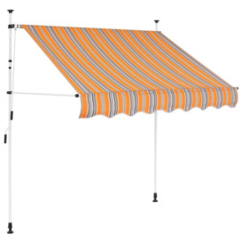 Manual Retractable Awning 150 cm Yellow and Blue Stripes - thumbnail 1