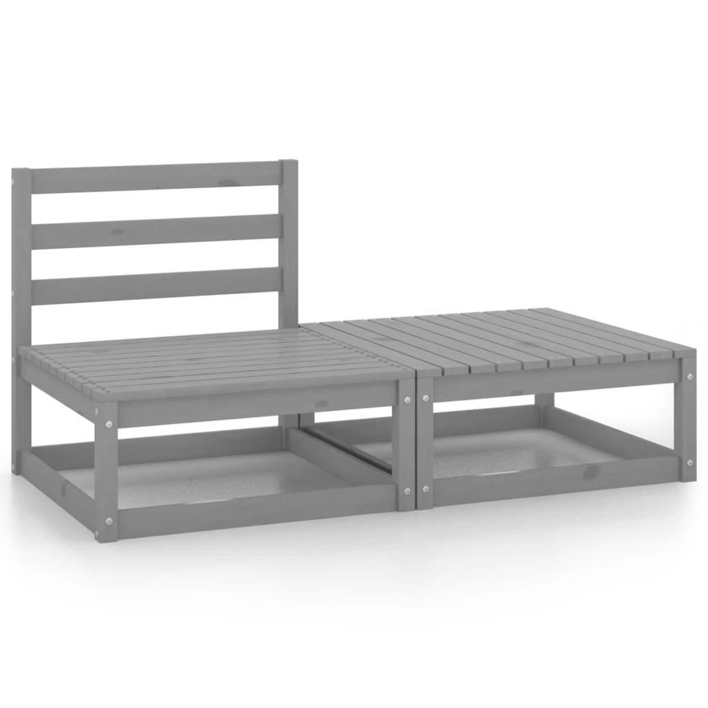 2 Piece Garden Lounge Set Grey Solid Pinewood - image 1