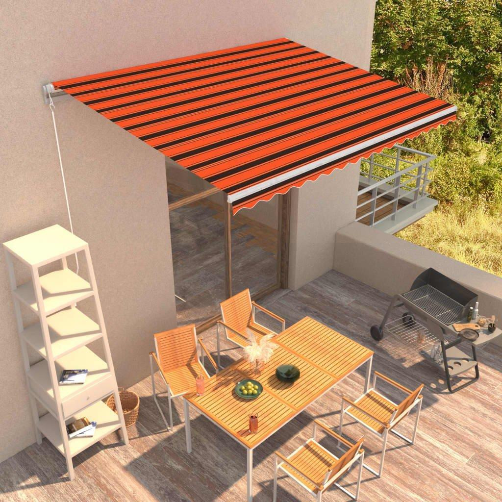 Manual Retractable Awning 400x300 cm Orange and Brown - image 1