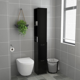 Bathroom Cabinet Black 25x26.5x170 cm Engineered Wood - thumbnail 3