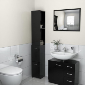 Bathroom Cabinet Black 25x26.5x170 cm Engineered Wood - thumbnail 1