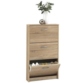 FMD Shoe Cabinet with 3 Tilting Compartments Oak - thumbnail 1