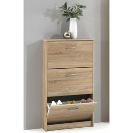 FMD Shoe Cabinet with 3 Tilting Compartments Oak - thumbnail 2