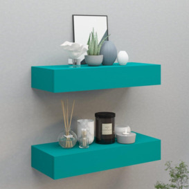 Wall-mounted Drawer Shelves 2 pcs Blue 60x23.5x10cm MDF - thumbnail 1