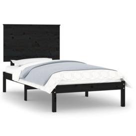 Bed Frame Black Solid Wood Pine 100x200 cm - thumbnail 2