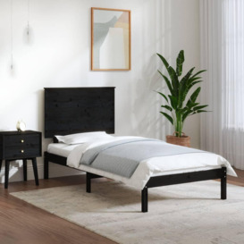 Bed Frame Black Solid Wood Pine 100x200 cm