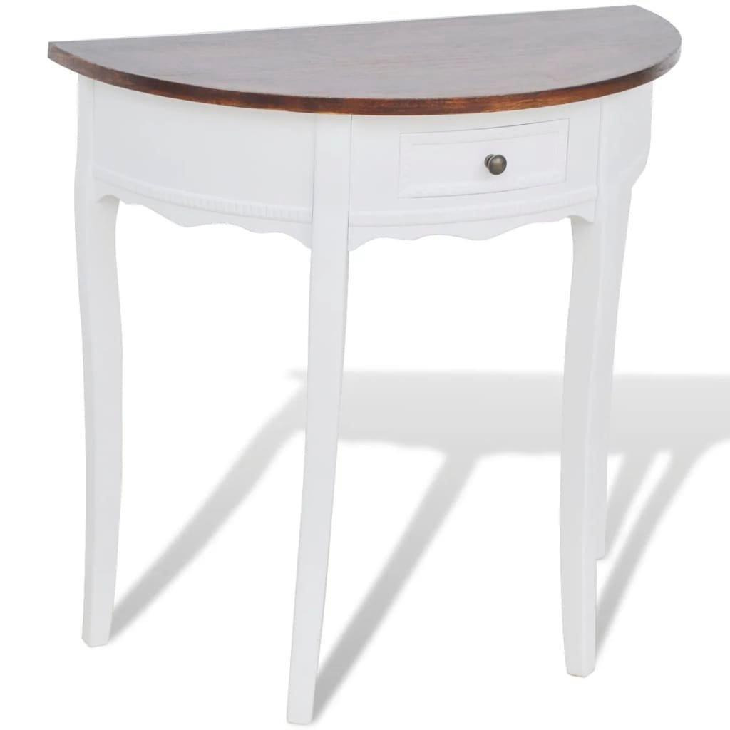 Console Table with Drawer and Brown Top Half-round - image 1