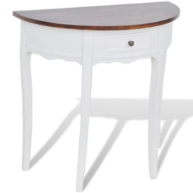 Console Table with Drawer and Brown Top Half-round - thumbnail 1