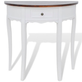 Console Table with Drawer and Brown Top Half-round - thumbnail 2