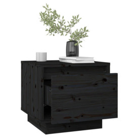 Bedside Cabinet Black 35x34x32 cm Solid Wood Pine - thumbnail 3