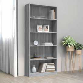 5-Tier Book Cabinet Grey Sonoma 80x24x175 cm Engineered Wood