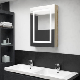 LED Bathroom Mirror Cabinet Oak 50x13x70 cm - thumbnail 1