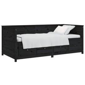 Day Bed Black 100x200 cm Solid Wood Pine - thumbnail 3