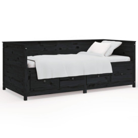 Day Bed Black 100x200 cm Solid Wood Pine - thumbnail 2