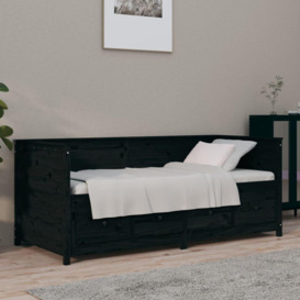 Day Bed Black 100x200 cm Solid Wood Pine - thumbnail 1