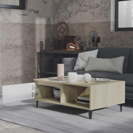 Coffee Table White and Sonoma Oak 90x60x35 cm Engineered Wood - thumbnail 3