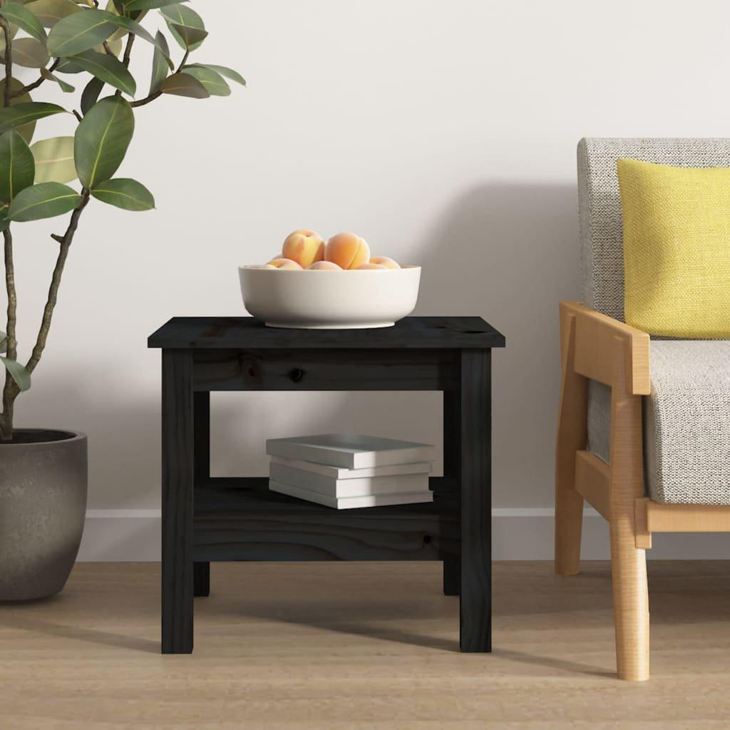 Coffee Table Black 45x45x40 cm Solid Wood Pine - image 1