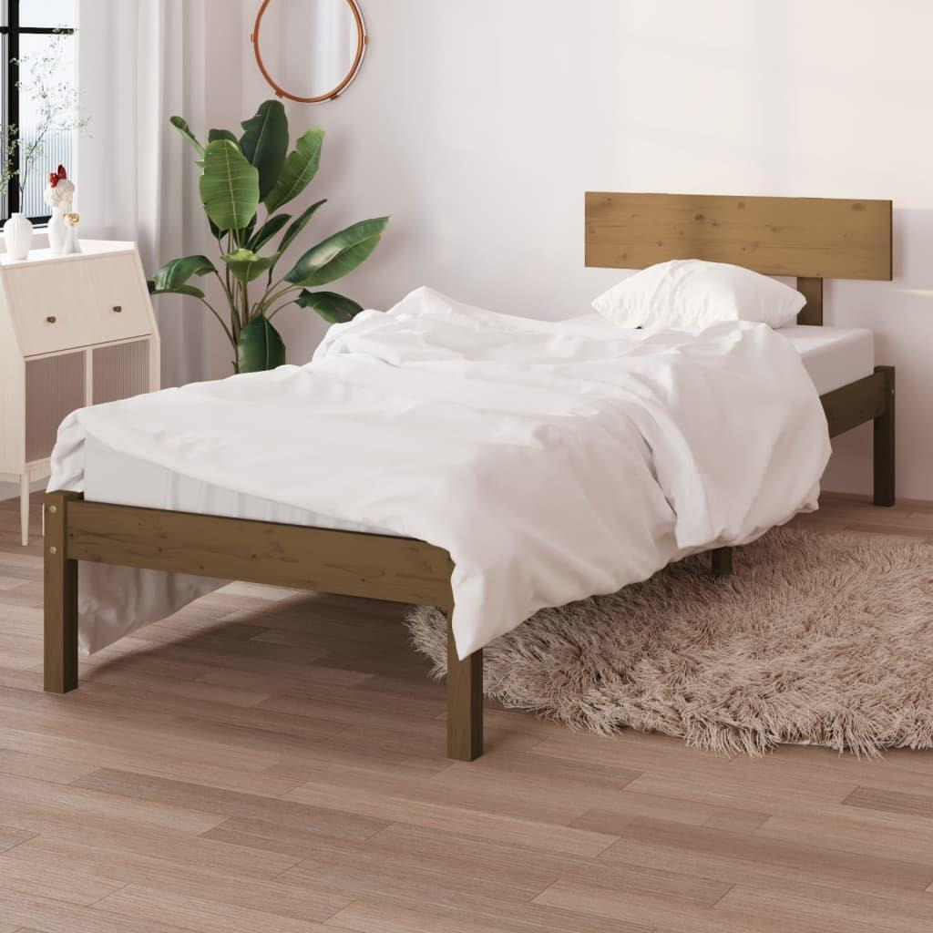 Bed Frame Honey Brown Solid Wood Pine 90x200 cm - image 1