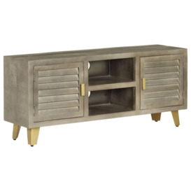TV Cabinet Solid Mango Wood Grey with Brass 110x30x48 cm