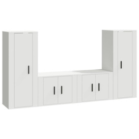 4 Piece TV Cabinet Set White Engineered Wood - thumbnail 2