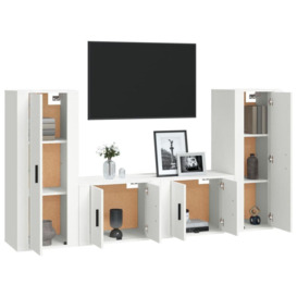 4 Piece TV Cabinet Set White Engineered Wood - thumbnail 3