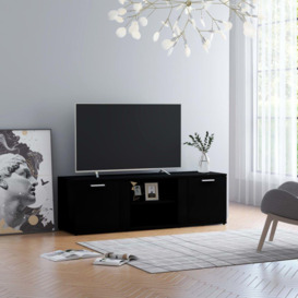 TV Cabinet Black 120x34x37 cm Engineered Wood - thumbnail 1