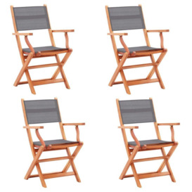 Folding Garden Chairs 4 pcs Grey Solid Eucalyptus Wood and Textilene - thumbnail 1
