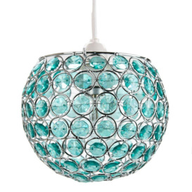 Modern Round Globe Easy Fit Pendant Shade with Small Acrylic Bead Jewels