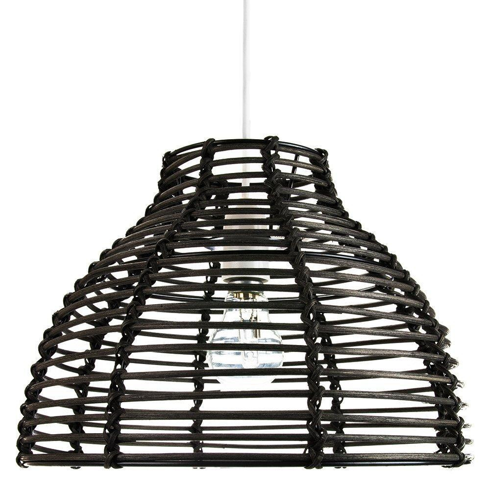 Traditional Basket Style Vintage Rattan Wicker Ceiling Pendant Light Shade - image 1