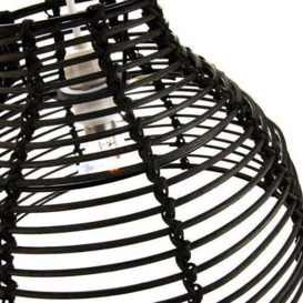 Traditional Basket Style Vintage Rattan Wicker Ceiling Pendant Light Shade - thumbnail 2