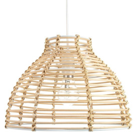 Traditional Basket Style Vintage Rattan Wicker Ceiling Pendant Light Shade - thumbnail 1