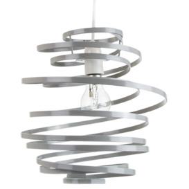 Contemporary Gloss Metal Double Ribbon Spiral Swirl Ceiling Light Pendant