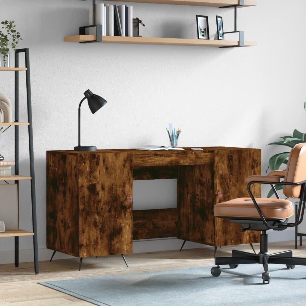 Desk Smoked Oak 140x50x75 cm Engineered Wood - image 1