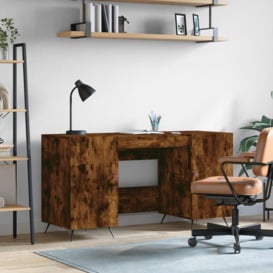 Desk Smoked Oak 140x50x75 cm Engineered Wood - thumbnail 1