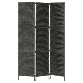 3-Panel Room Divider Black 116x160 cm Water Hyacinth