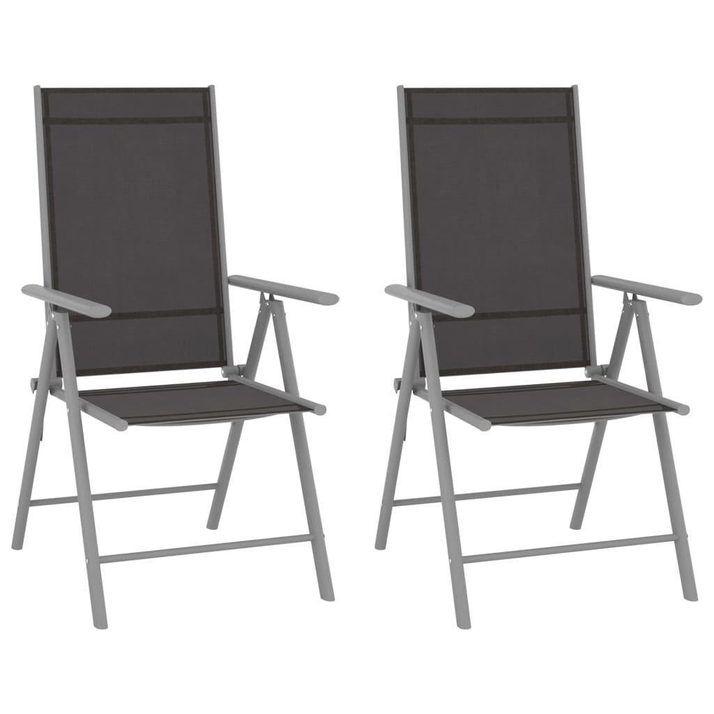 Folding Garden Chairs 2 pcs Textilene Black - image 1