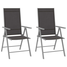 Folding Garden Chairs 2 pcs Textilene Black - thumbnail 1