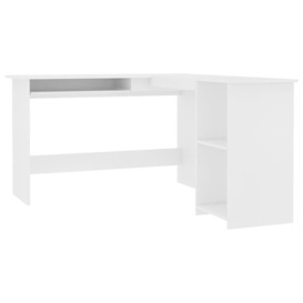 L-Shaped Corner Desk White 120x140x75 cm Engineered Wood - thumbnail 3