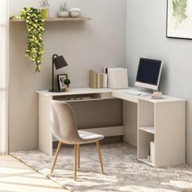 L-Shaped Corner Desk White 120x140x75 cm Engineered Wood - thumbnail 1