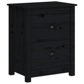 Bedside Cabinet Black 50x35x61.5 cm Solid Wood Pine - thumbnail 2