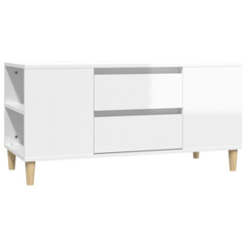 TV Cabinet High Gloss White 102x44.5x50 cm Engineered Wood - thumbnail 2