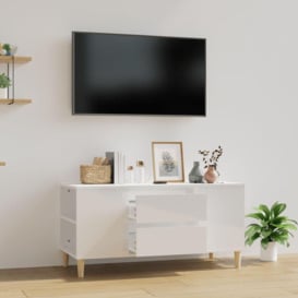 TV Cabinet High Gloss White 102x44.5x50 cm Engineered Wood - thumbnail 1