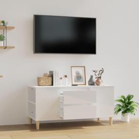 TV Cabinet High Gloss White 102x44.5x50 cm Engineered Wood