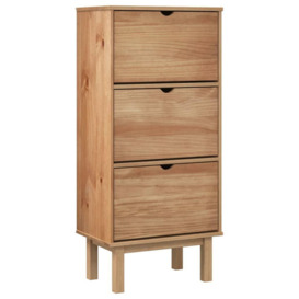 Shoe Cabinet OTTA with 3 Drawers Brown Solid Wood Pine - thumbnail 2